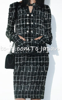 CHANEL 14S Pink White Cotton Collarless Double Jacket 34 シャネル ピンク ホワイト コットン ノーカラー ダブル ジャケット 即発 - TC JAPAN