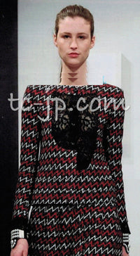 CHANEL 15S Black Red Multi Tweed Jacket Skirt Suit 34 36 シャネル ブラック レッド レース ツイード ジャケット スカート スーツ 即発