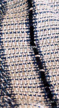 CHANEL 01S Beige Navy Linen Tweed Sequin trim Vest Tops 38 シャネル ベージュ ネイビー リネン ツイード スパンコール トリム ベスト ジレ トップス 即発