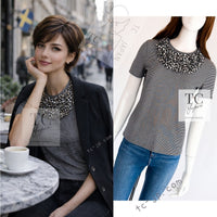 CHANEL white black stripe knit women's top / シャネル レディース ホワイト ブラック ストライプ ニット トップス