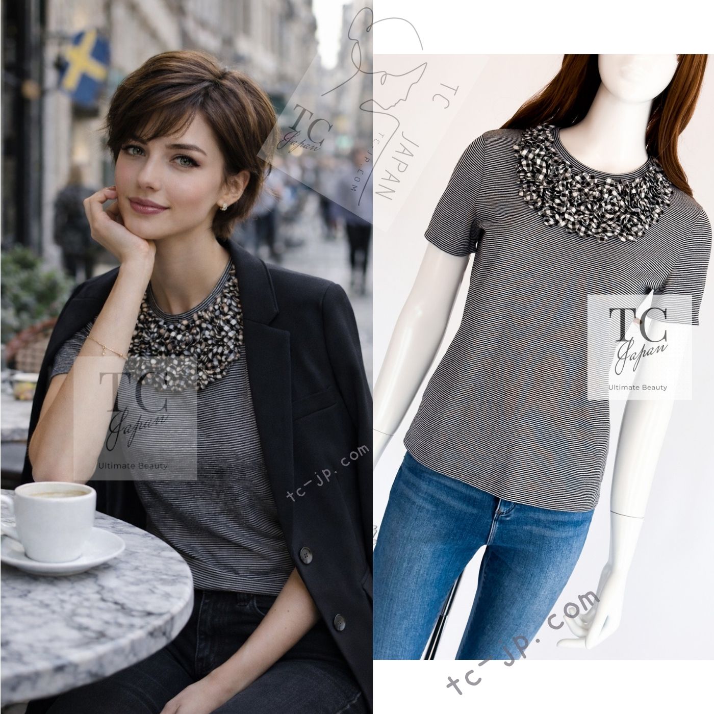 CHANEL white black stripe knit women's top / シャネル レディース ホワイト ブラック ストライプ ニット トップス