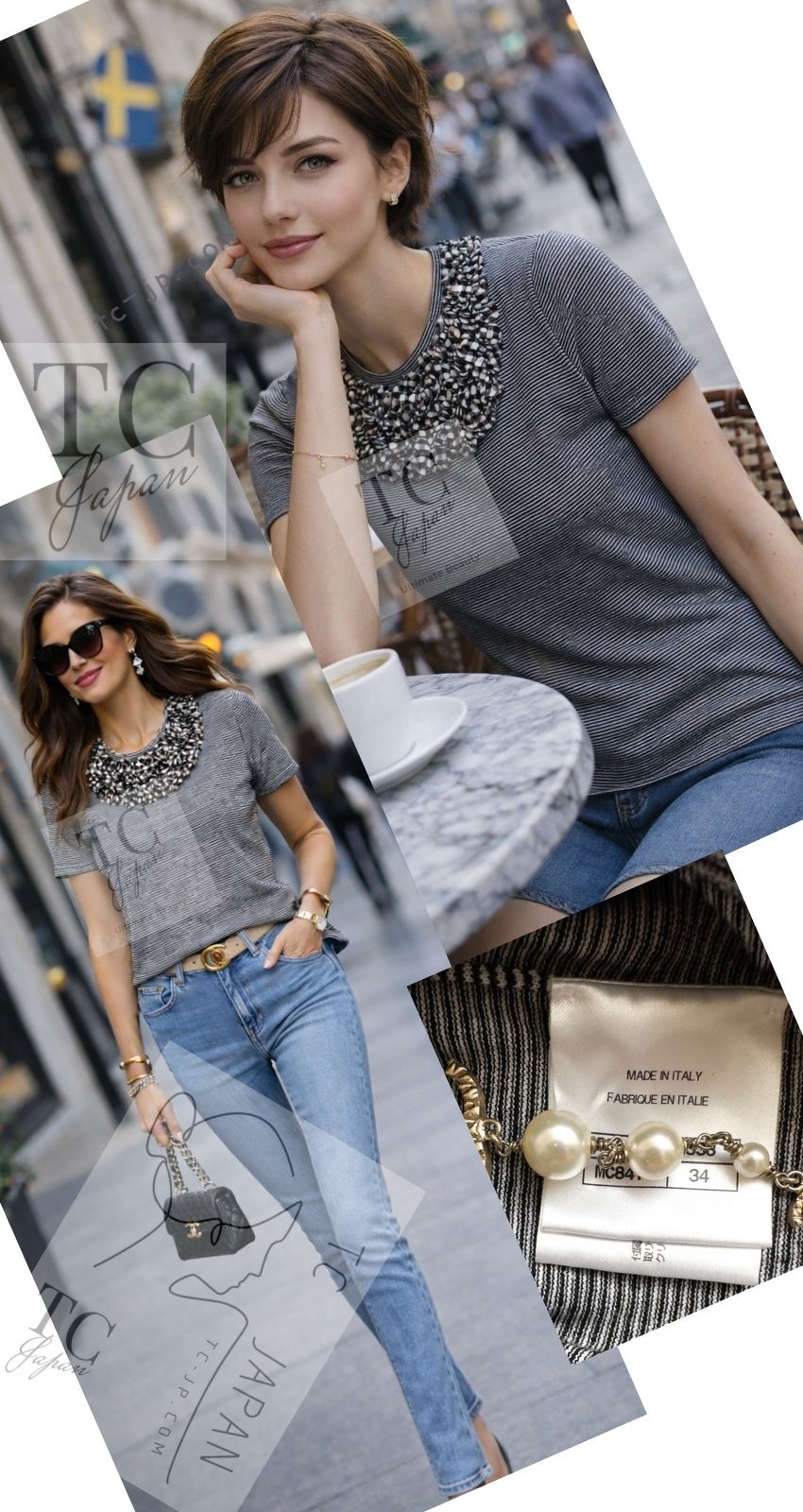 CHANEL white black stripe knit women's top / シャネル レディース ホワイト ブラック ストライプ ニット トップス