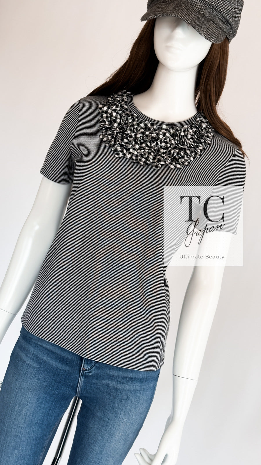 CHANEL white black stripe knit women's top / シャネル レディース ホワイト ブラック ストライプ ニット トップス