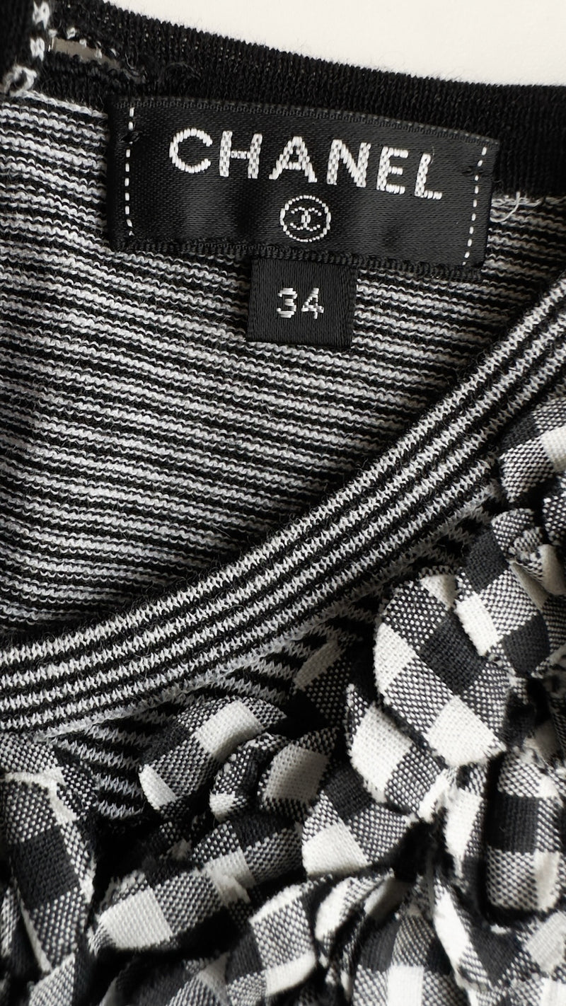 CHANEL 17PS Black White Stripe Border Knit Tops T-shirts 34 シャネル ブラック ホワイト ニット ストライプ トップス カットソー Tシャツ 即発