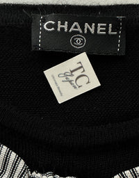 CHANEL 07S Black White Cashmere Silk Celebrity Bow Knit Tops 34 36 シャネル ブラック カシミア シルク セレブのリボン ニット トップス 即発 - TC JAPAN