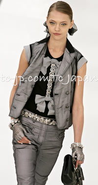 CHANEL 07S Black White Cashmere Silk Celebrity Bow Knit Tops 34 36 シャネル ブラック カシミア シルク セレブのリボン ニット トップス 即発 - TC JAPAN