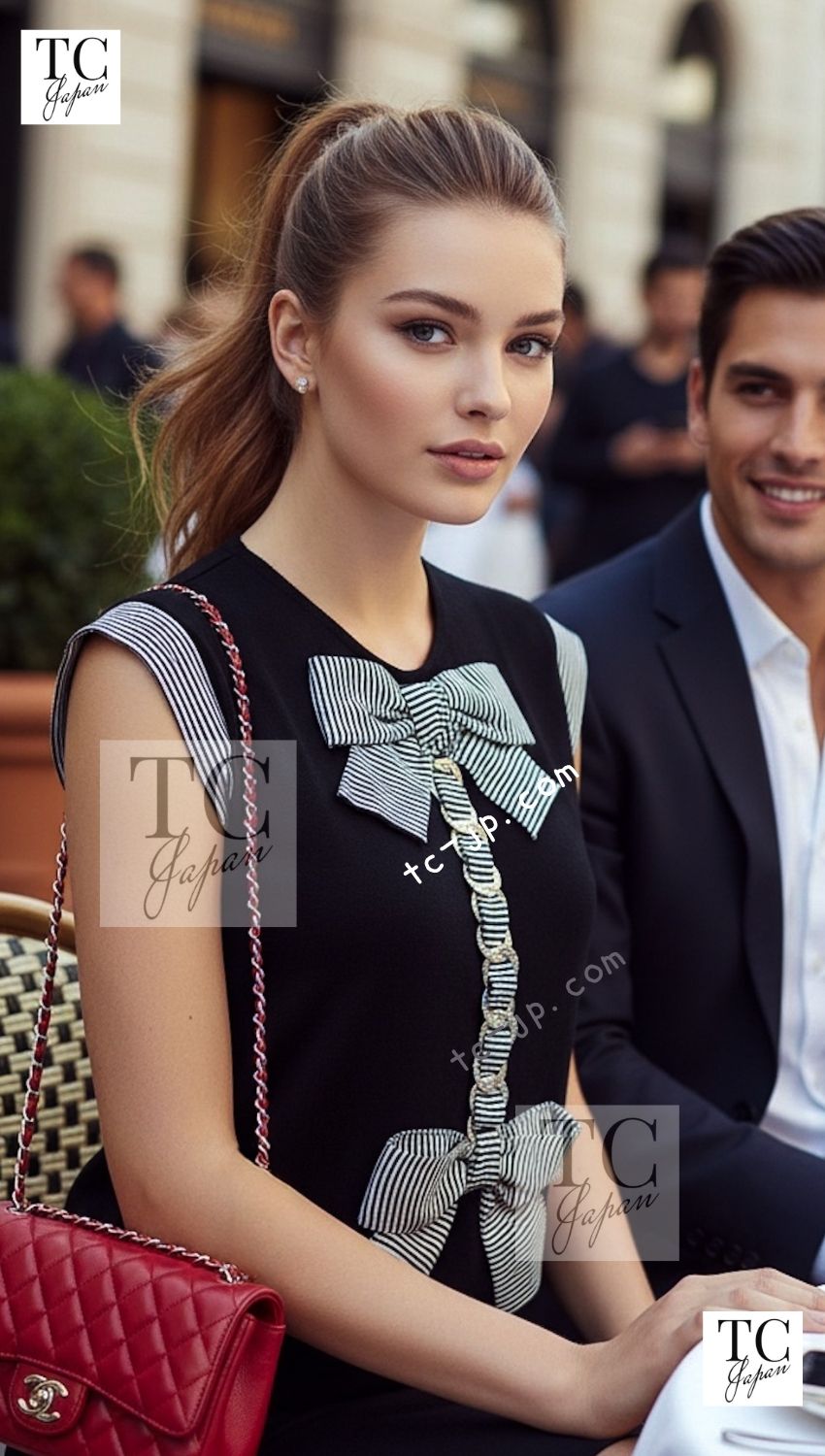CHANEL 07S Black White Cashmere Silk Celebrity Bow Knit Tops 34 36 シャネル ブラック カシミア シルク セレブのリボン ニット トップス 即発