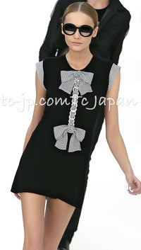 CHANEL 07S Black White Cashmere Silk Celebrity Bow Knit Tops 34 36 シャネル ブラック カシミア シルク セレブのリボン ニット トップス 即発 - TC JAPAN