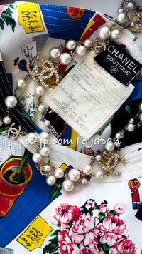 CHANEL 87S Silk Sleeveless Atelier CC Logo Tops 38 40 シャネル ヴィンテージ シルク ノースリーブ アトリエ柄 トップス 即発