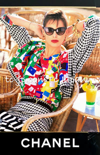 CHANEL 87S Silk Sleeveless Atelier CC Logo Tops 38 40 シャネル ヴィンテージ シルク ノースリーブ アトリエ柄 トップス 即発