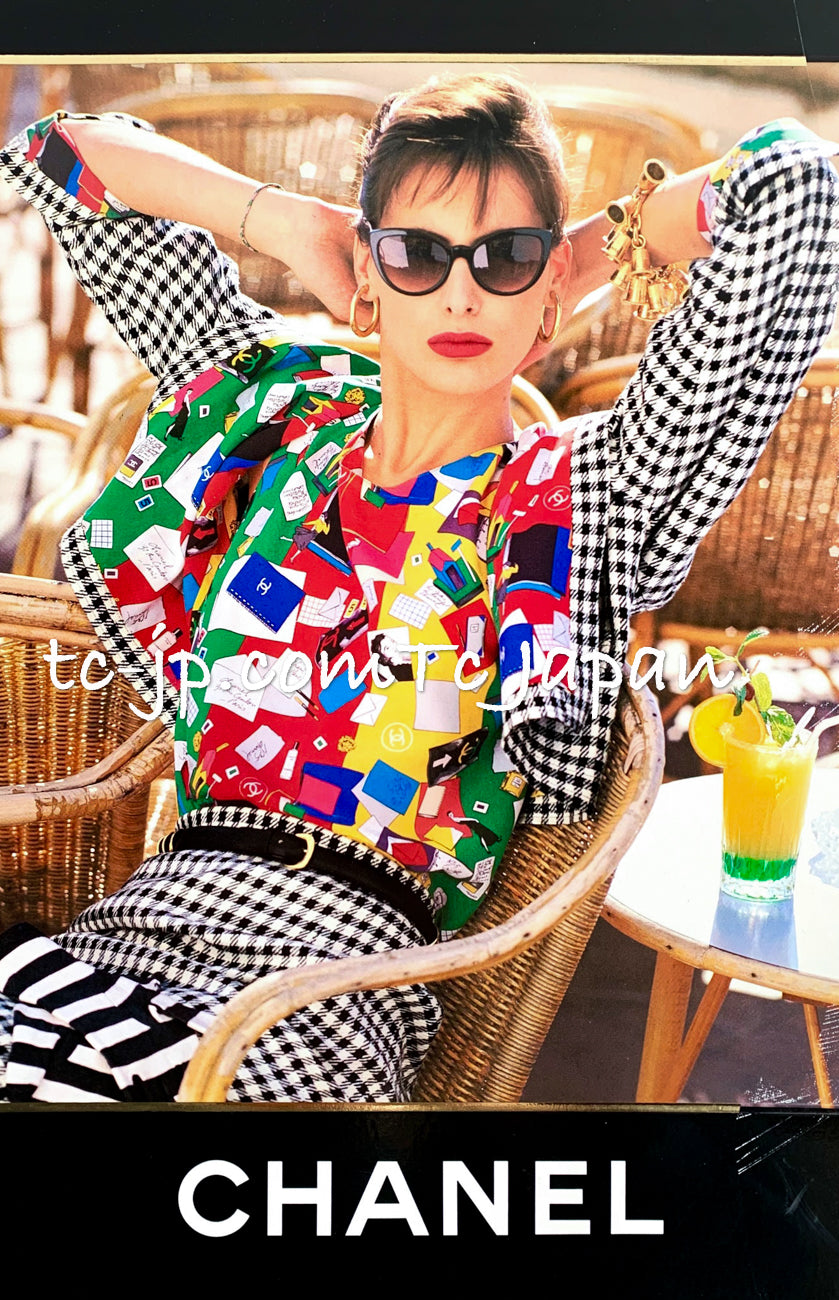 CHANEL 87S Silk Sleeveless Atelier CC Logo Tops 38 40 シャネル ヴィンテージ シルク ノースリーブ アトリエ柄 トップス 即発