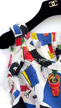 CHANEL 87S Silk Sleeveless Atelier CC Logo Tops 38 40 シャネル ヴィンテージ シルク ノースリーブ アトリエ柄 トップス 即発