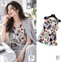 CHANEL 87S Silk Sleeveless Atelier CC Logo Tops 38 40 1