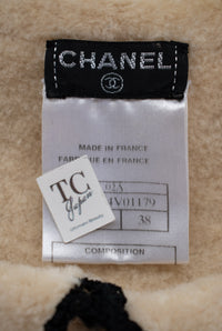 CHANEL 02A Beige Black Sleeveless Wool Knit Tops Sweater 38 シャネル ベージュ ブラック ノースリーブ ウール ニット トップス セーター