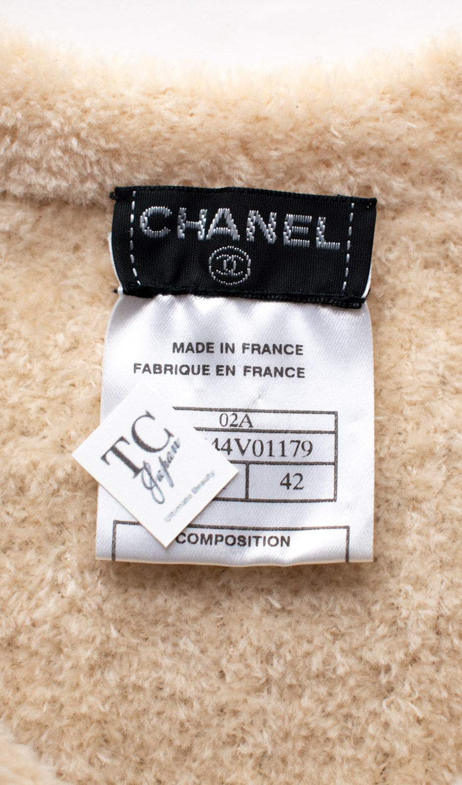 CHANEL 02A Beige Black Sleeveless Wool Knit Tops Sweater 38 40 シャネル ベージュ ブラック ノースリーブ ウール ニット トップス セーター 即発