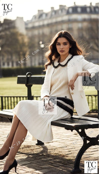 CHANEL 02A Beige Black Sleeveless Wool Knit Tops Sweater 38 40 シャネル ベージュ ブラック ノースリーブ ウール ニット トップス セーター 即発