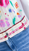 CHANEL 04S Multicolor Camellia Accent COCO Mark Silk Blouse Tops 42 シャネル マルチカラー カメリア柄 ココマーク シルク ブラウス トップス 即発