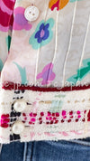 CHANEL 04S Multicolor Camellia Accent COCO Mark Silk Blouse Tops 42 シャネル マルチカラー カメリア柄 ココマーク シルク ブラウス トップス 即発
