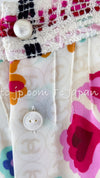 CHANEL 04S Multicolor Camellia Accent COCO Mark Silk Blouse Tops 42 シャネル マルチカラー カメリア柄 ココマーク シルク ブラウス トップス 即発