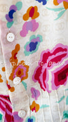 CHANEL 04S Multicolor Camellia Accent COCO Mark Silk Blouse Tops 42 シャネル マルチカラー カメリア柄 ココマーク シルク ブラウス トップス 即発