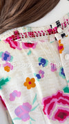 CHANEL 04S Multicolor Camellia Accent COCO Mark Silk Blouse Tops 42 シャネル マルチカラー カメリア柄 ココマーク シルク ブラウス トップス 即発