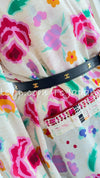 CHANEL 04S Multicolor Camellia Accent COCO Mark Silk Blouse Tops 42 シャネル マルチカラー カメリア柄 ココマーク シルク ブラウス トップス 即発