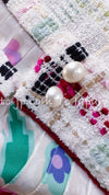 CHANEL 04S Multicolor Camellia Accent COCO Mark Silk Blouse Tops 42 シャネル マルチカラー カメリア柄 ココマーク シルク ブラウス トップス 即発