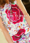 CHANEL 04S Multicolor Camellia Accent COCO Mark Silk Blouse Tops 42 シャネル マルチカラー カメリア柄 ココマーク シルク ブラウス トップス 即発
