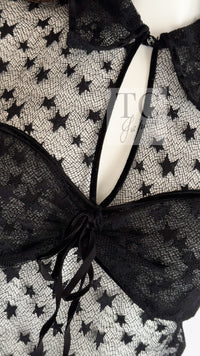 CHANEL 04PF Black Short Sleeve Star Blouse Tops 36 シャネル ブラック 星柄 半袖ブラウス トップス 即発
