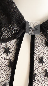 CHANEL 04PF Black Short Sleeve Star Blouse Tops 36 シャネル ブラック 星柄 半袖ブラウス トップス 即発