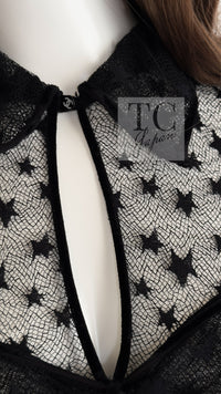CHANEL 04PF Black Short Sleeve Star Blouse Tops 36 シャネル ブラック 星柄 半袖ブラウス トップス 即発