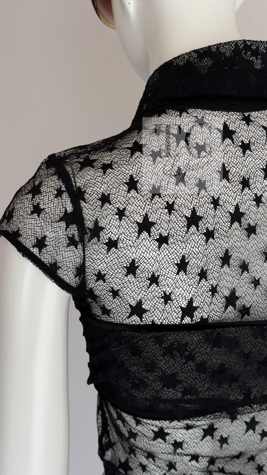 CHANEL 04PF Black Short Sleeve Star Blouse Tops 36 シャネル ブラック 星柄 半袖ブラウス トップス 即発