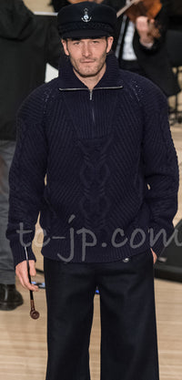 CHANEL 18PF Navy Wool Cashmere Dress Knit Sweater 38 40 42 シャネル ネイビー ウール カシミア ケーブル ニット ワンピース セーター 即発 - TC JAPAN