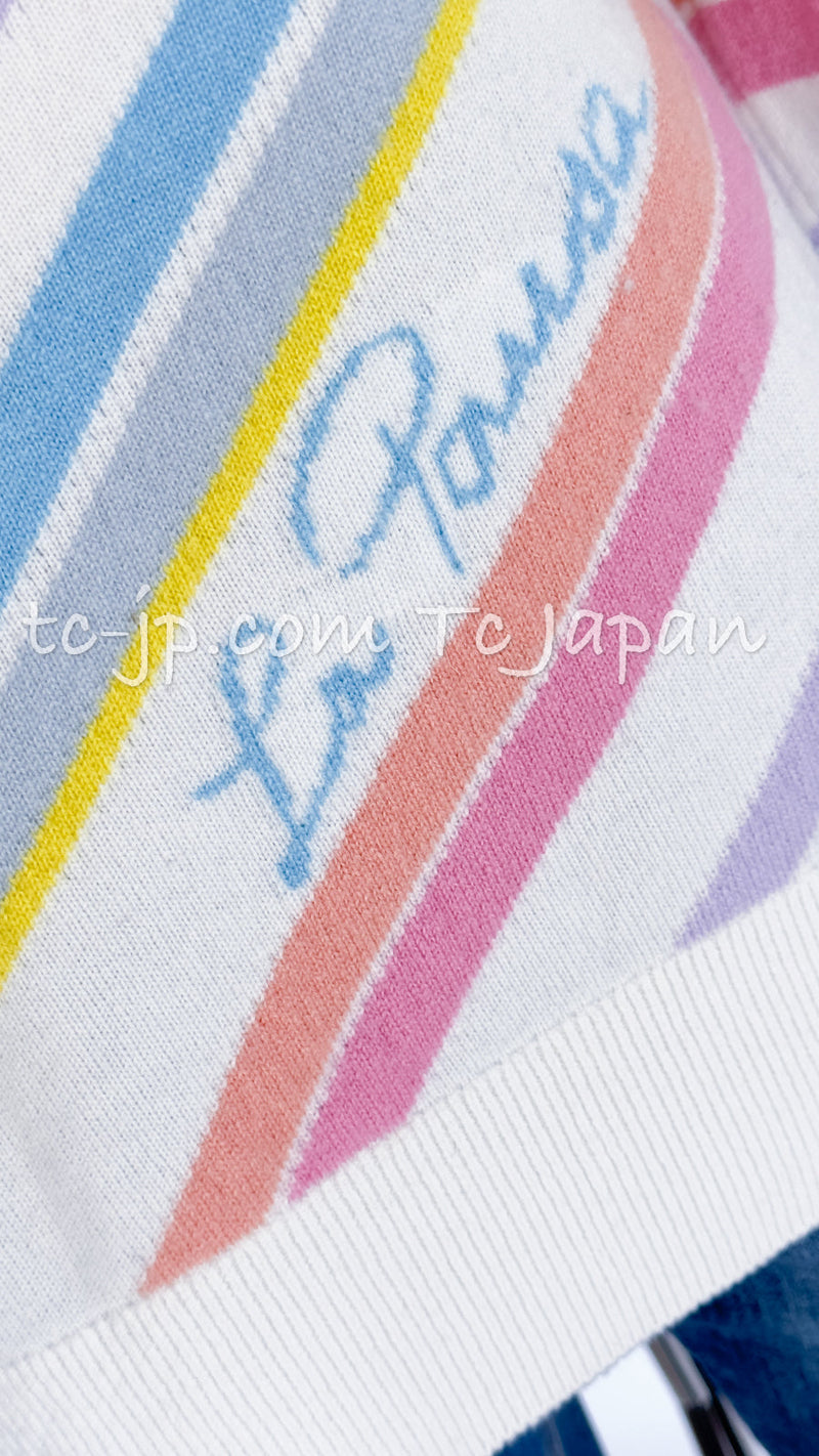 CHANEL 19C Ivory La Pausa CC Logo Rainbow Cashmere Sweater 36 シャネル アイボリー ラ パウザ CC ロゴ レインボー カシミア セーター 即発