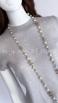 CHANEL 14B Pearl Studded Mohair Cashmere Sweater 34 シャネル モヘア カシミア セーター 即発