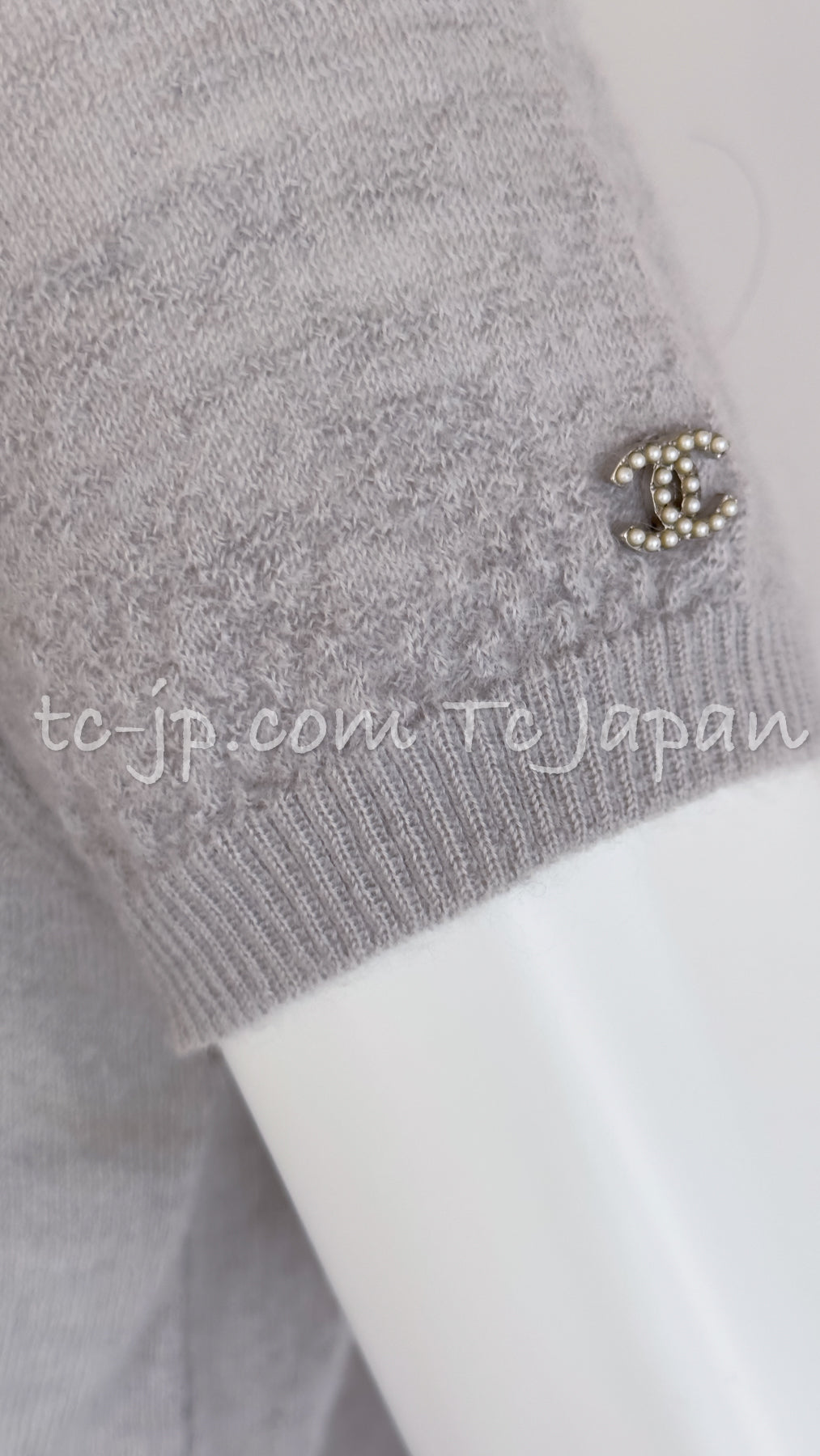 CHANEL 14B Pearl Studded Mohair Cashmere Sweater 34 シャネル モヘア カシミア セーター 即発