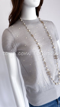 CHANEL 14B Pearl Studded Mohair Cashmere Sweater 34 シャネル モヘア カシミア セーター 即発