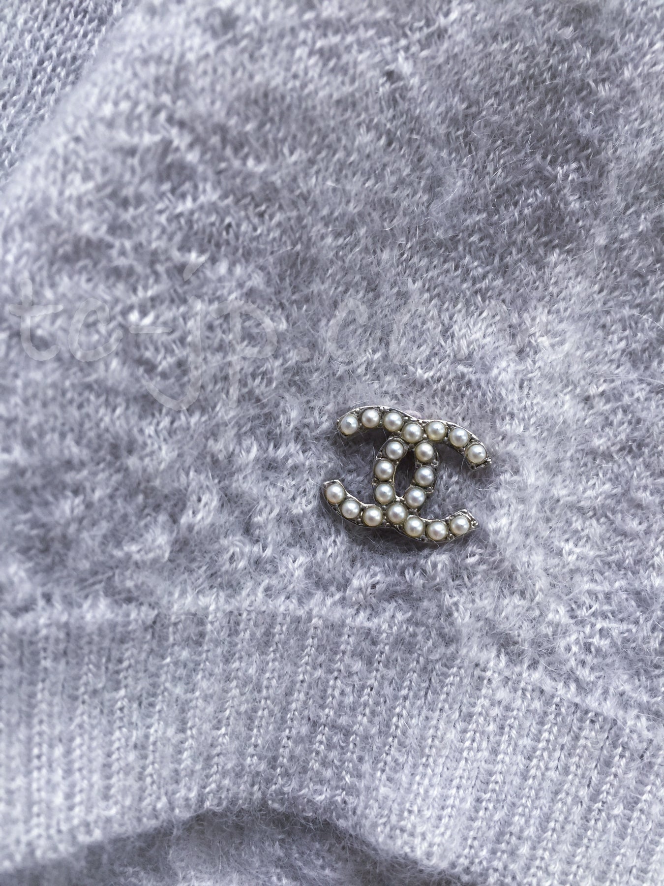 CHANEL 14B Pearl Studded Mohair Cashmere Sweater 34 シャネル モヘア カシミア セーター 即発