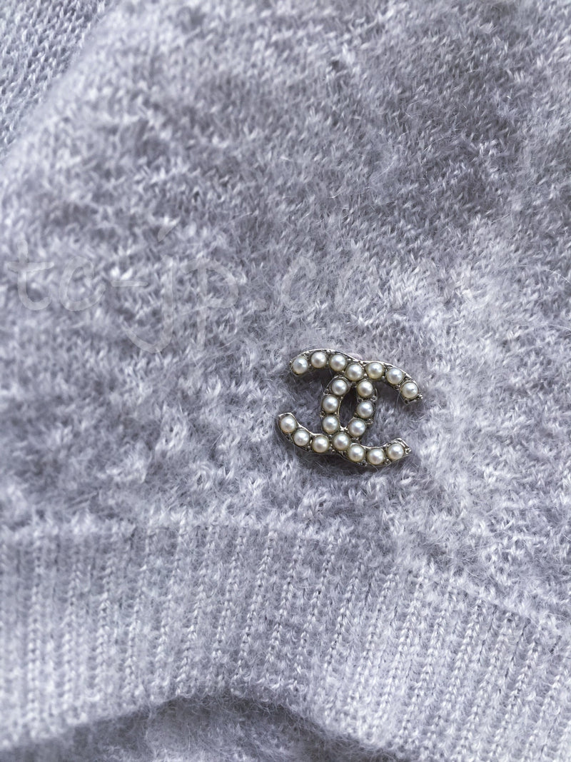 CHANEL 14B Pearl Studded Mohair Cashmere Sweater 34 シャネル モヘア カシミア セーター 即発