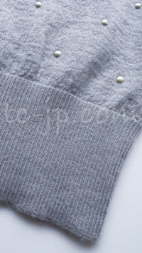 CHANEL 14B Pearl Studded Mohair Cashmere Sweater 34 シャネル モヘア カシミア セーター 即発
