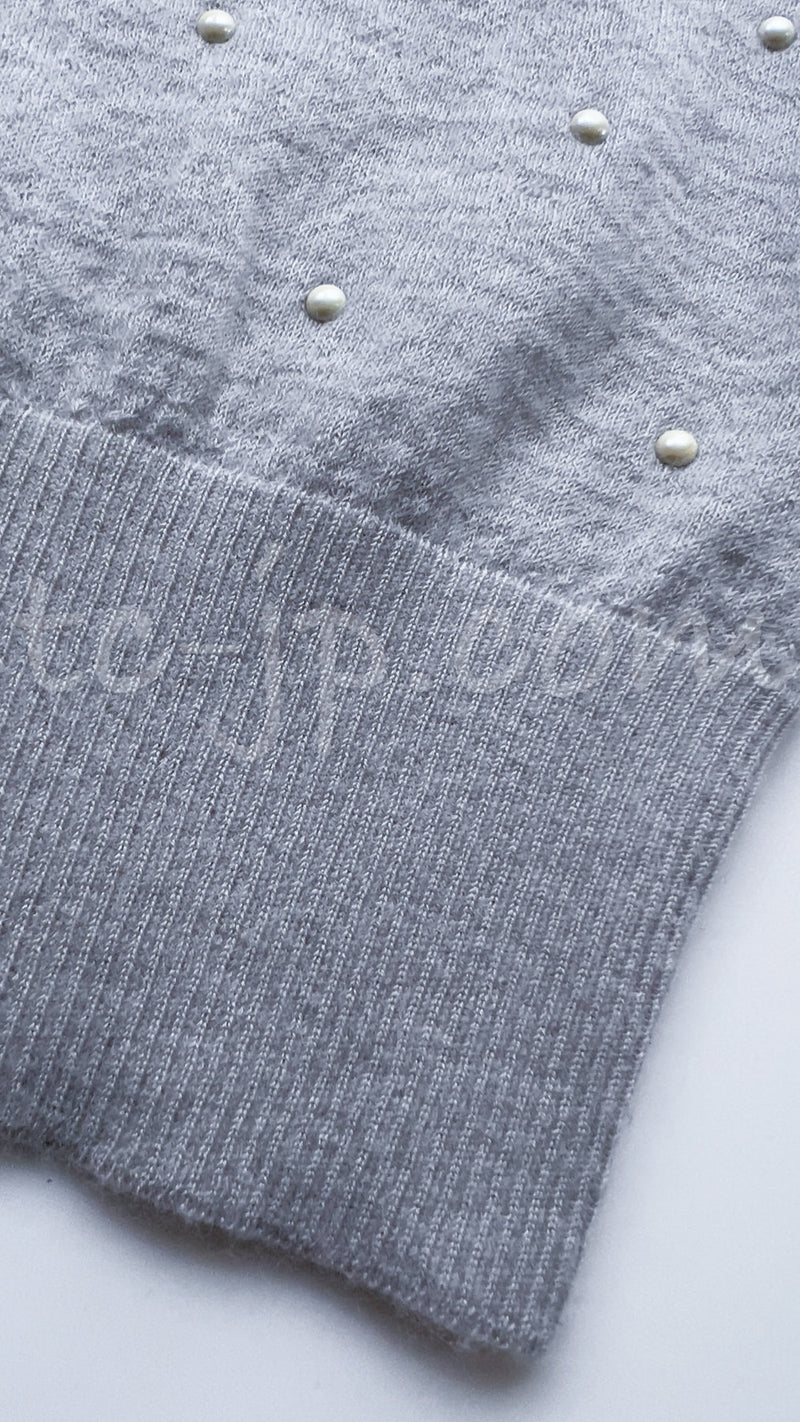 CHANEL 14B Pearl Studded Mohair Cashmere Sweater 34 シャネル モヘア カシミア セーター 即発