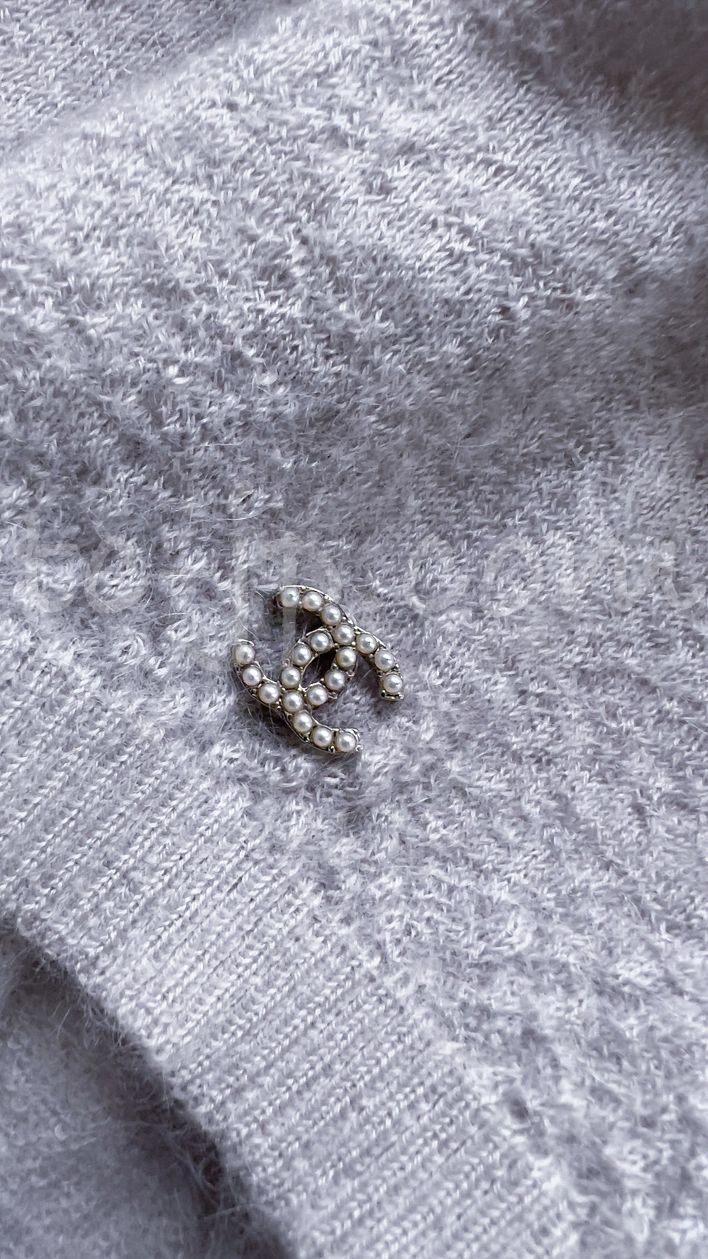 CHANEL 14B Pearl Studded Mohair Cashmere Sweater 34 シャネル モヘア カシミア セーター 即発