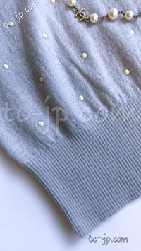 CHANEL 14B Pearl Studded Mohair Cashmere Sweater 34 シャネル モヘア カシミア セーター 即発