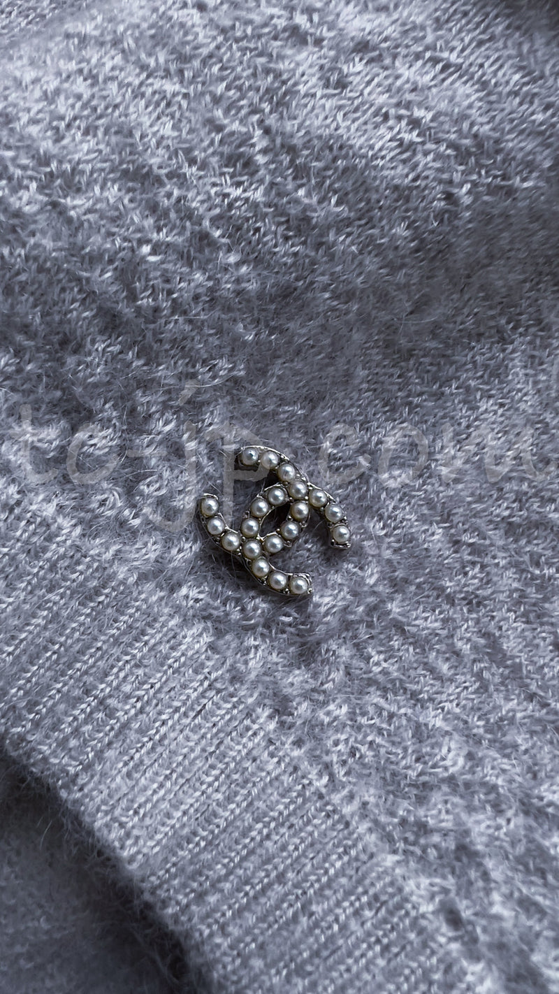 CHANEL 14B Pearl Studded Mohair Cashmere Sweater 34 シャネル モヘア カシミア セーター 即発