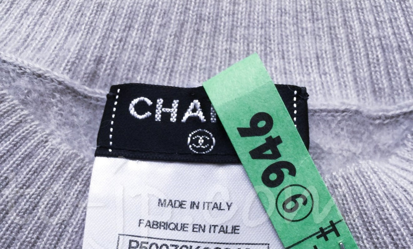 CHANEL 14B Pearl Studded Mohair Cashmere Sweater 34 シャネル モヘア カシミア セーター 即発