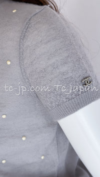 CHANEL 14B Pearl Studded Mohair Cashmere Sweater 34 シャネル モヘア カシミア セーター 即発