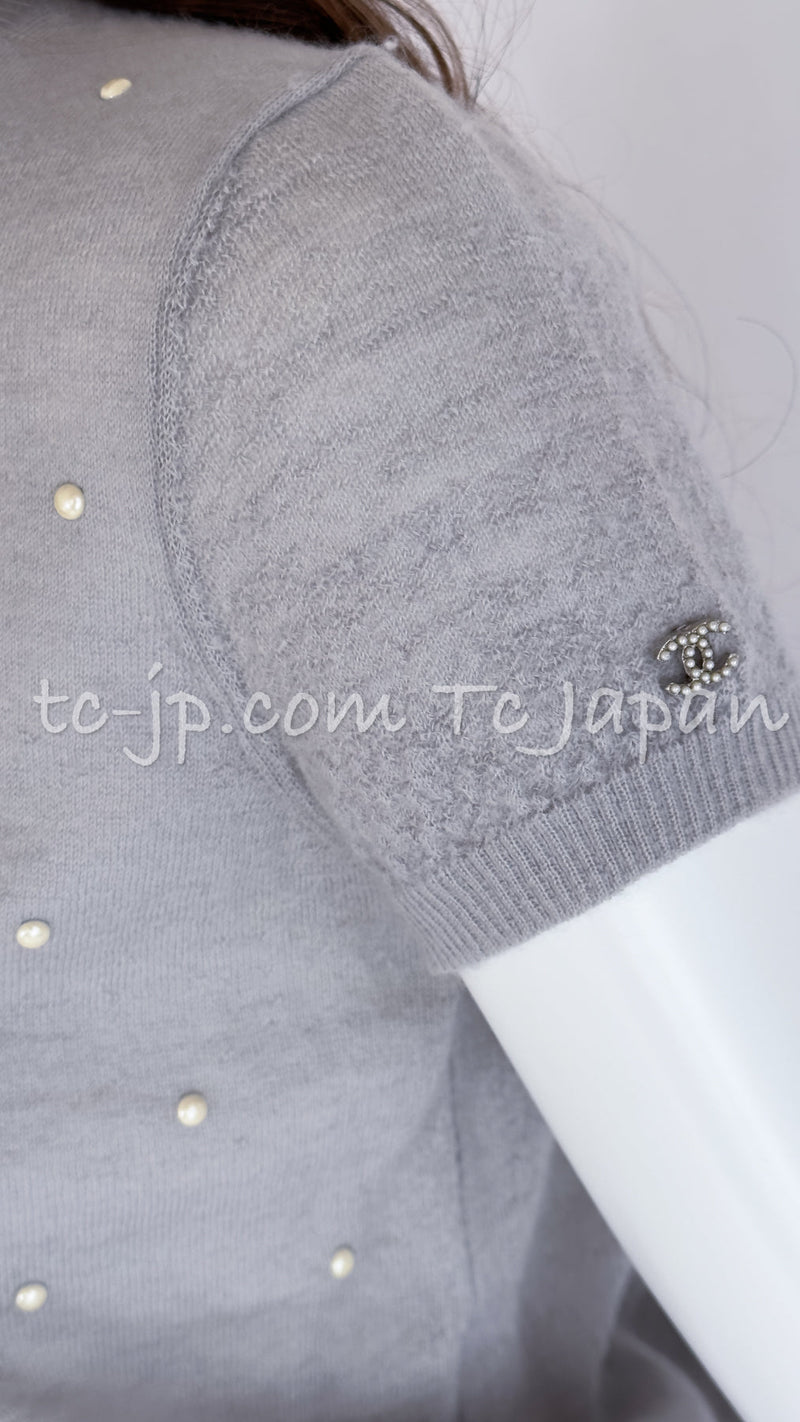 CHANEL 14B Pearl Studded Mohair Cashmere Sweater 34 シャネル モヘア カシミア セーター 即発