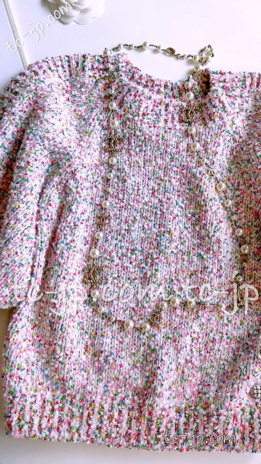 CHANEL 16C pink sequin women's sweater / シャネル レディース ピンク スパンコール セーター