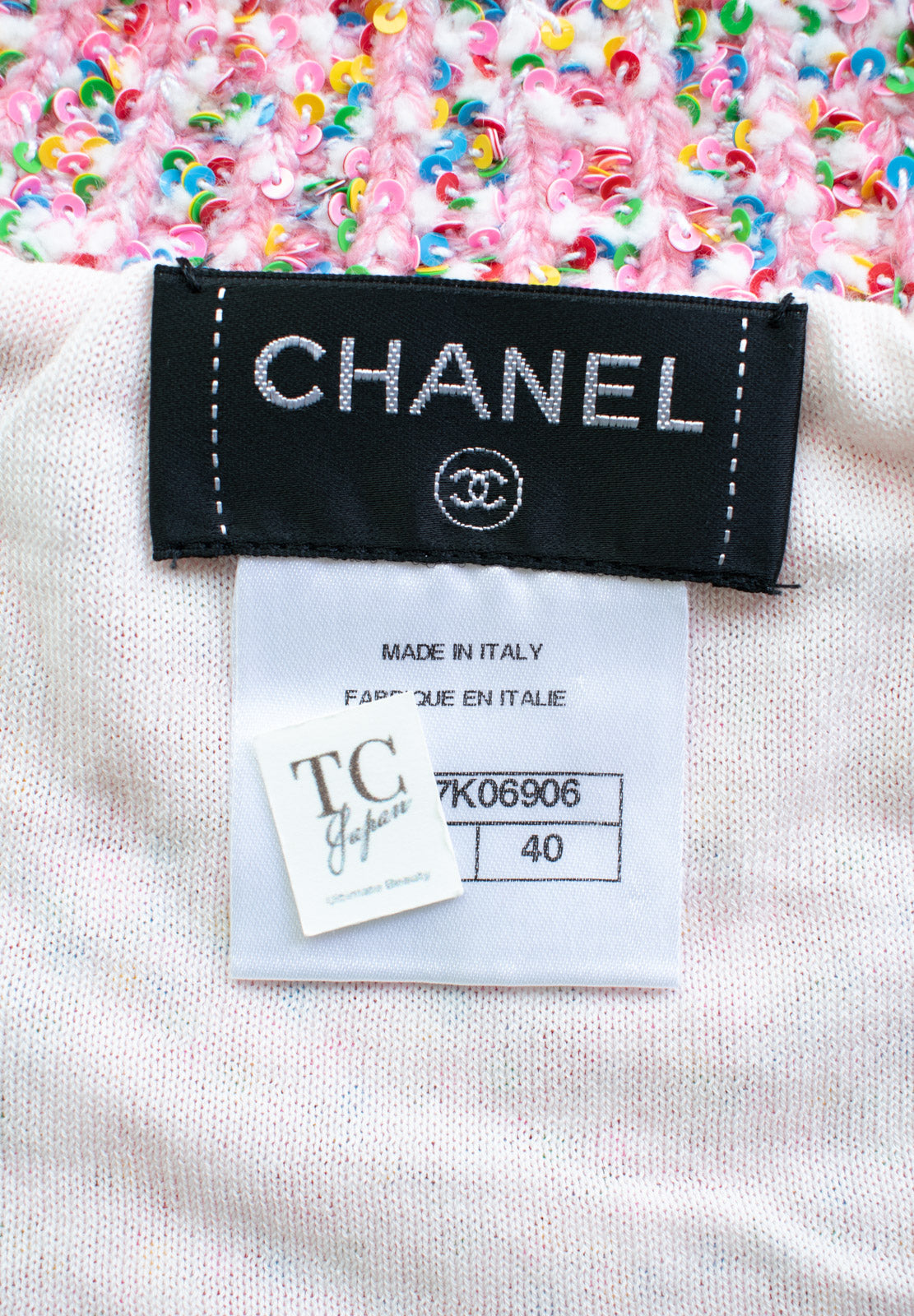 CHANEL 16C pink sequin women's sweater / シャネル レディース ピンク スパンコール セーター