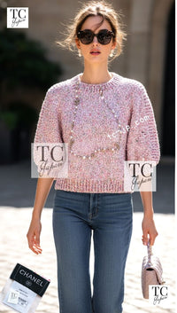 CHANEL 16C pink sequin women's sweater / シャネル レディース ピンク スパンコール セーター